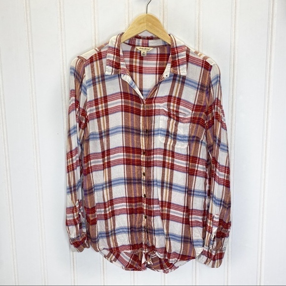 Lucky Brand Plaid Flannel Top 723 - Picture 1 of 7